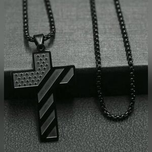 Black Cross Pendant Necklace